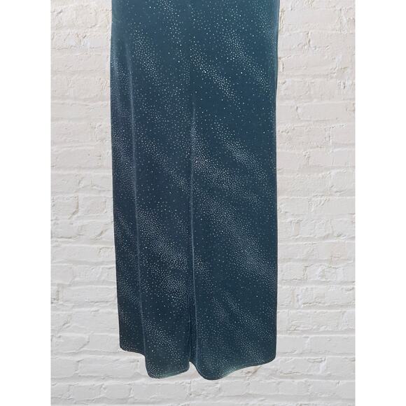 Vintage Black Velvet Sparkly Long Event Cocktail Dress 10 Whimsigoth Dark Fairy - Picture 8 of 9